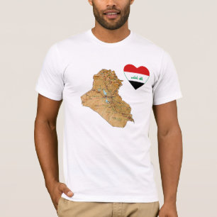 Coeur de drapeau de l'Irak et T-shirt de carte