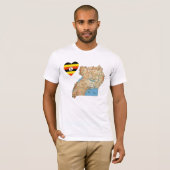 Coeur de drapeau de l'Ouganda et T-shirt de carte (Devant entier)