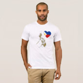 Coeur de drapeau de Philippines et T-shirt de (Devant entier)