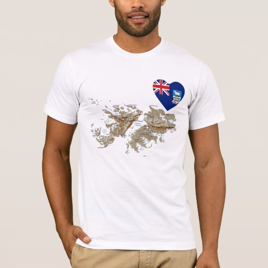 Coeur de drapeau des Îles Falkland et T-shirt de (Devant)