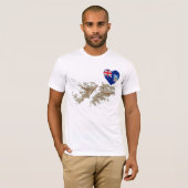 Coeur de drapeau des Îles Falkland et T-shirt de (Devant entier)