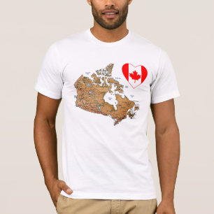 Coeur de drapeau du Canada + T-shirt de carte
