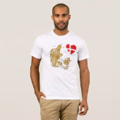 Coeur de drapeau du Danemark et T-shirt de carte (Devant entier)