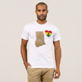 Coeur de drapeau du Ghana et T-shirt de carte (Devant entier)