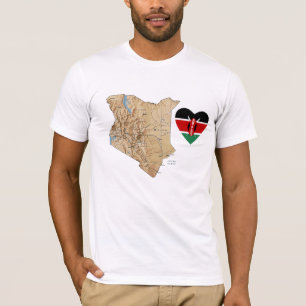 Coeur de drapeau du Kenya et T-shirt de carte