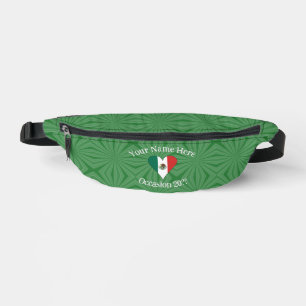 Cœur de drapeau mexicain Fond vert Texte personnel