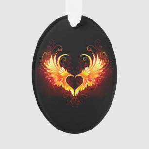 Cœur de feu d'ange avec des ailes