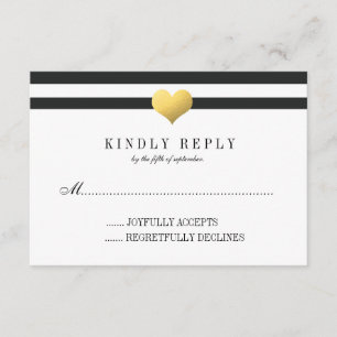 Coeur de feuille d'or + Rayures RSVP