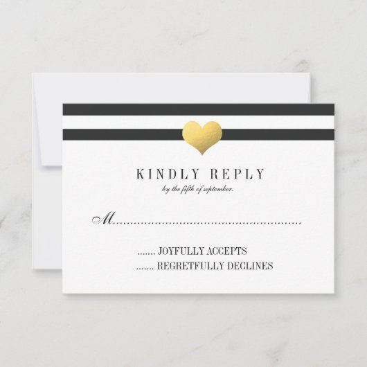 Coeur de feuille d'or + Rayures RSVP (Devant)