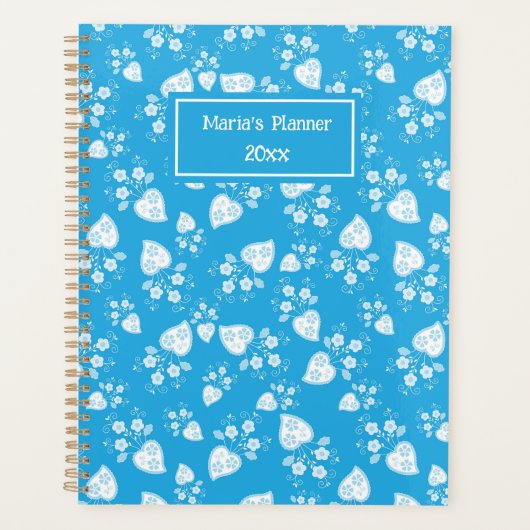 Coeur de fleur bleu avec fleurs motif (Devant)