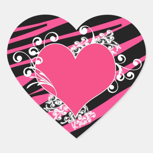 Coeur de KRW et flanc Zebra Pink et Black Sticker (Devant)