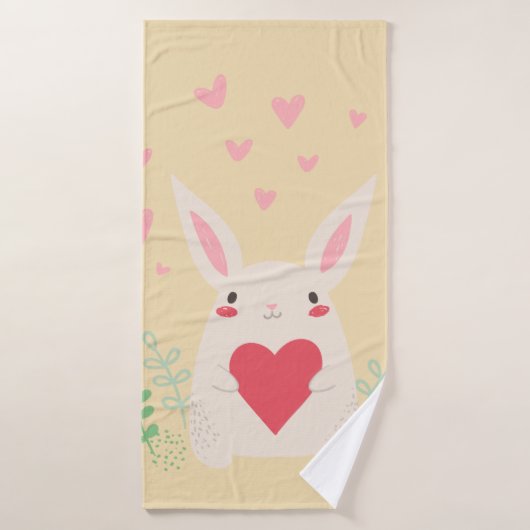 Coeur de lapin mignon valentine (Serviette de bain)