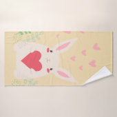Coeur de lapin mignon valentine (Serviette de bain)