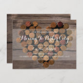 Coeur de liège à vin rustique - Faire-part mobile (Devant / Derrière)