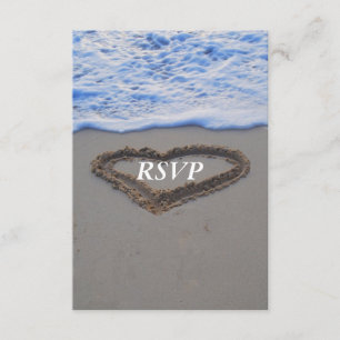 Coeur de mariage de plage de RSVP en sable
