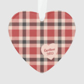 Coeur de Noël Plaid avec tatouage rose Personnalis (dos)