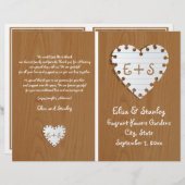 Coeur de papier sur le programme de mariage plié e (Devant / Derrière)