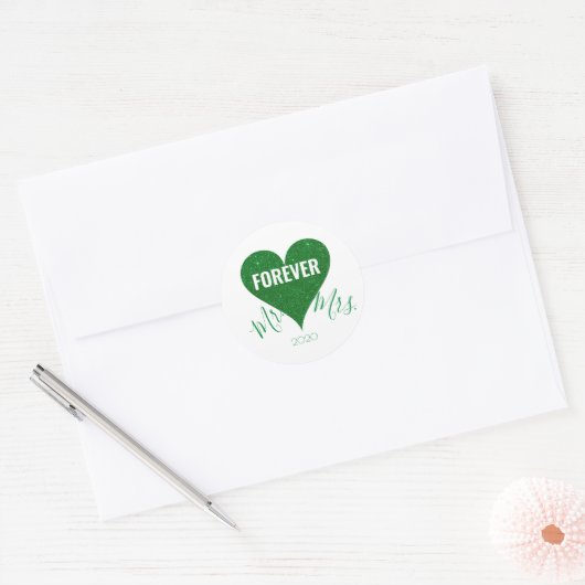 Coeur de Parties scintillant verte M+Mme Sticker r (Enveloppe)