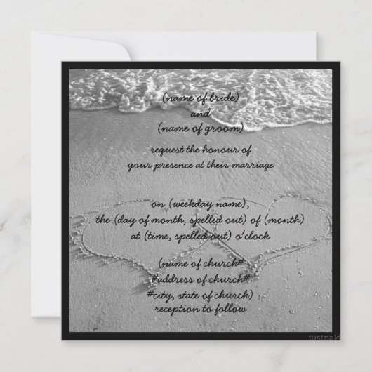 coeur de plage bw i Invitation (Devant)