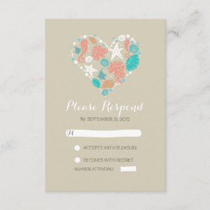 coeur de plage Mariage décontracté Carte RSVP