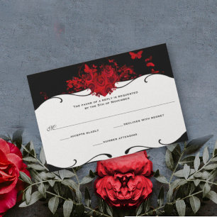 Cœur de rose rouge RSVP noir et blanc