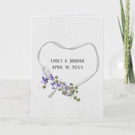Coeur de ruban mariage avec carte bouquet Ivy (Devant)