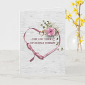 Coeur de ruban rose Mariage sur carte de bouleau (Fleur jaune)