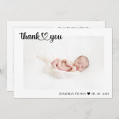 Coeur de script de Faire-part de naissance simple (Devant / Derrière)