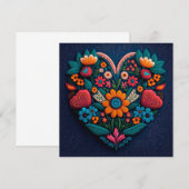 Coeur de style ukrainien Merci fait de fleurs (Devant / Derrière)