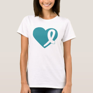 Coeur de T-shirt de Cancer ovarien et ruban de