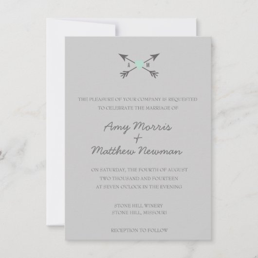 Coeur de tableau noir + flèches| Invitations de ma (Devant)