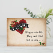 Coeur de tatouage et Faire-part de mariage Rose (Debout devant)