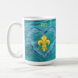 Coeur d'eau personnalisé Fleur de Lis Café Mug