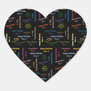 Cœur Décembre 4 Anniversaire Sticker