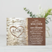 Coeur d'écorce de bouleau invitations de mariage r (Debout devant)