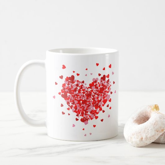 Coeur des Fleurs Rouges Saint Valentin Mug cadeau (Avec donut)