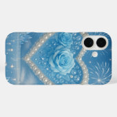 Coeur des perles et coque iphone Rose bleu - Fanta (Verso (horizontal))