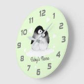 Coeur des pingouins verts Horloge murale Décor (Angle)