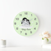 Coeur des pingouins verts Horloge murale Décor (Maison)