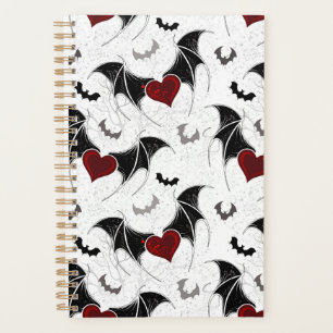 Coeur d'Halloween avec ailes de chauve-souris noir