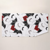 Coeur d'Halloween avec ailes de chauve-souris noir (Serviette de bain)