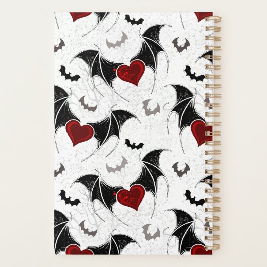 Coeur d'Halloween avec ailes de chauve-souris noir (Dos)