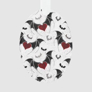 Coeur d'Halloween avec ailes de chauve-souris noir