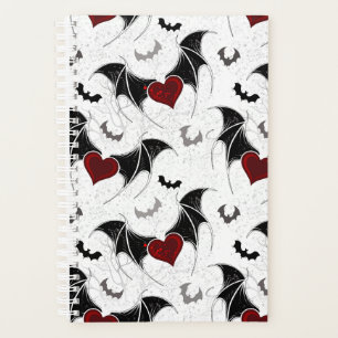 Coeur d'Halloween avec ailes de chauve-souris noir