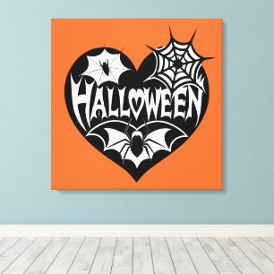 Cœur d'Halloween, Forme de cœur noir, Toile d'arai