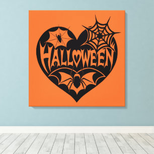 Cœur d'Halloween, forme de cœur noir, toile d'arai
