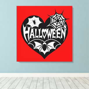 Cœur d'Halloween, forme de cœur noir, toile d'arai