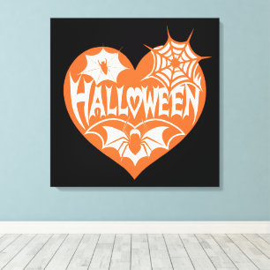 Cœur d'Halloween, Forme de cœur orange, Toile d'ar