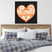 Cœur d'Halloween, Forme de cœur orange, Toile d'ar (Insitu(Chambre))