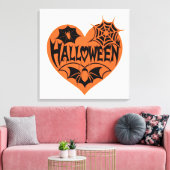 Cœur d'Halloween, Forme de cœur orange, Toile d'ar (Insitu(Salon))
